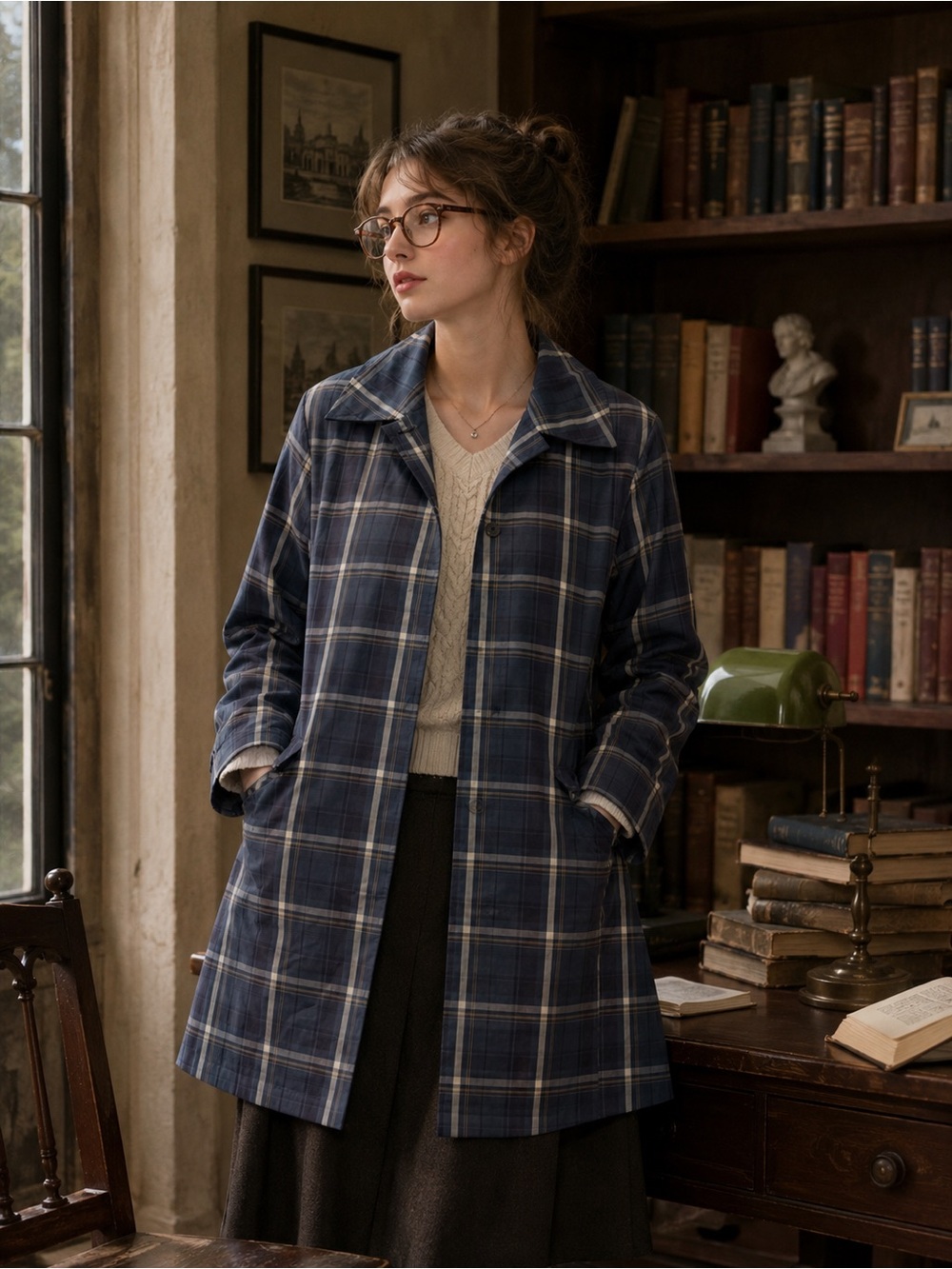 Vintage Pendleton lightweight dark academia tartan  trench coat